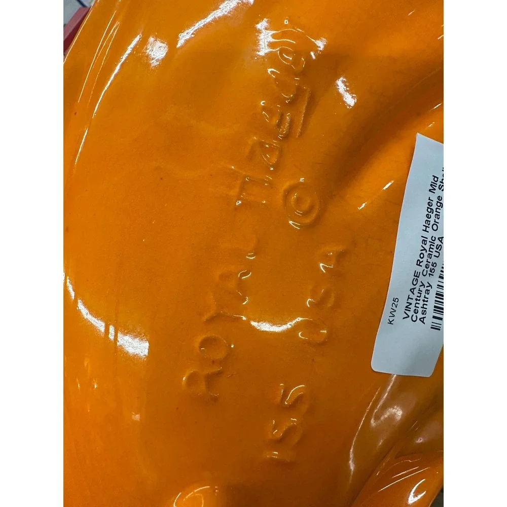 Vintage Royal Haeger #155 Orange Shell Ashtray
